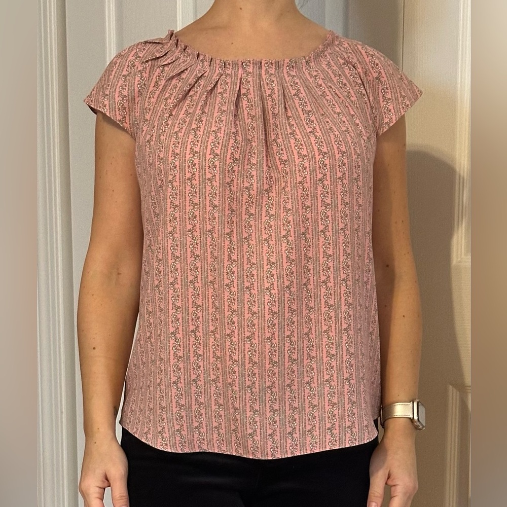 LC Lauren Conrad Pink Patterned Blouse